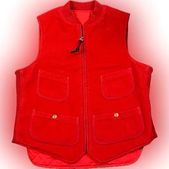 Polo Ralph Lauren Fall ‘10 Red Reversible Sheep Wool Nylon Quilted Hunting Vest